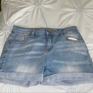 Light wash denim shorts